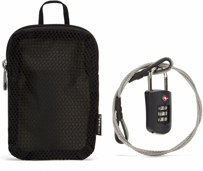 Zamek szyfrowy z linką stalową w etui Pacsafe Prosafe 1000 Czarny