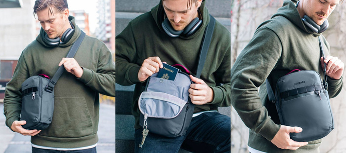 Torba antykradzieżowa na ramię Pacsafe Metrosafe X Vertical Crossbody 6L Szara, zdjęcie 12